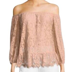 Bcbgmaxazaria Off Shoulder Lace Sheer Top Blouse Size Small